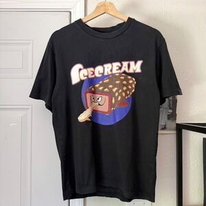 ICE CREAM black logo graphic crew neck cotton short sleeve tee t-shirt